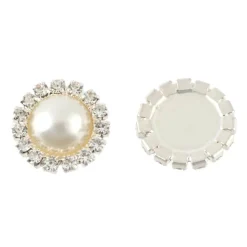 15mm Glass Rhinestone & Plastic Round Flatback Pearls, 10ct. by Bead Landing™