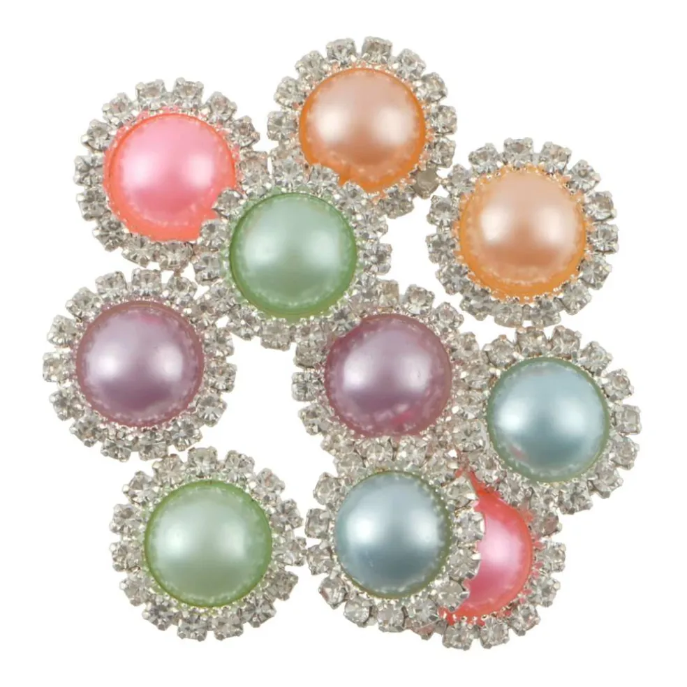 15mm Glass Rhinestone & Plastic Round Flatback Pearls, 10ct. by Bead Landing™