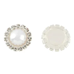 15mm Glass Rhinestone & Plastic Round Flatback Pearls, 10ct. by Bead Landing™