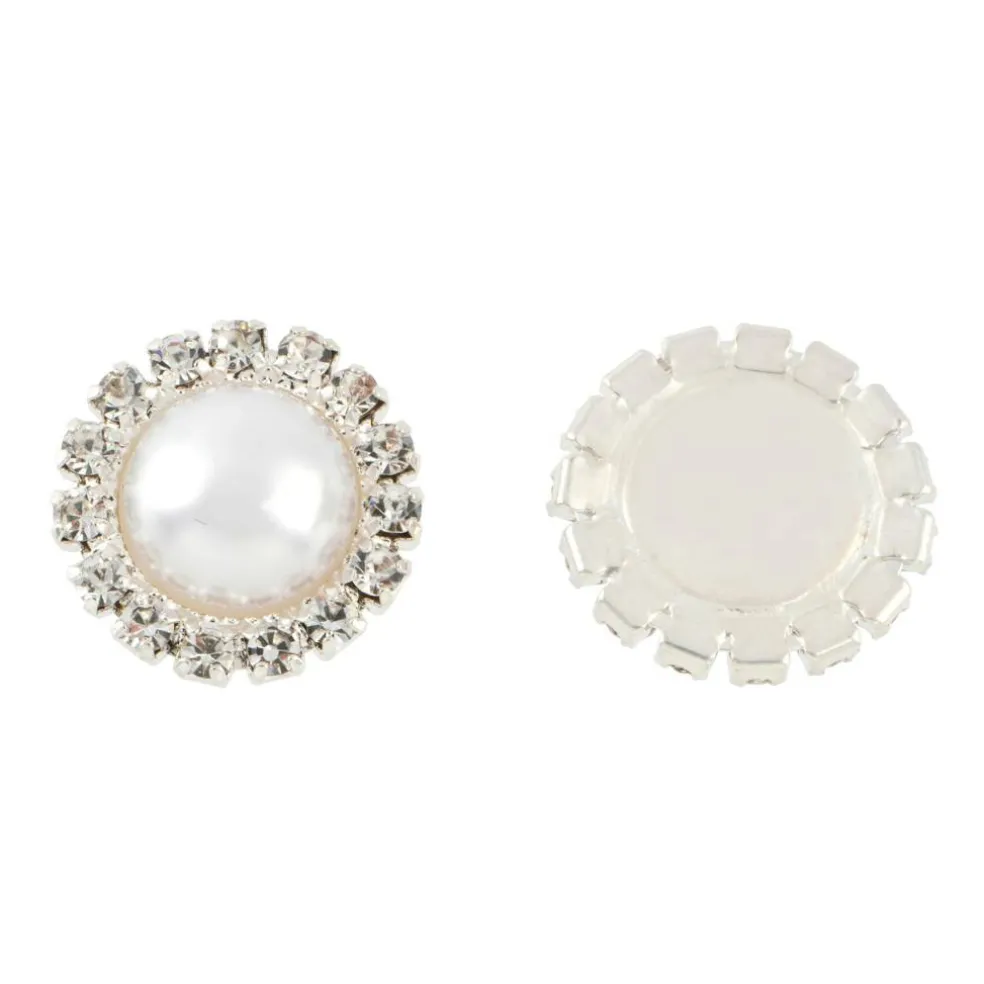 15mm Glass Rhinestone & Plastic Round Flatback Pearls, 10ct. by Bead Landing™