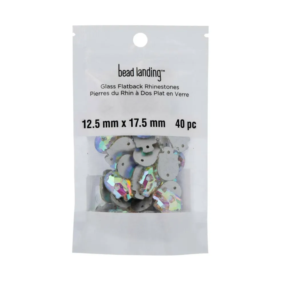 17.5mm Glass Skull Flatback Sew-On Rhinestones, 40ct. by Bead Landing™