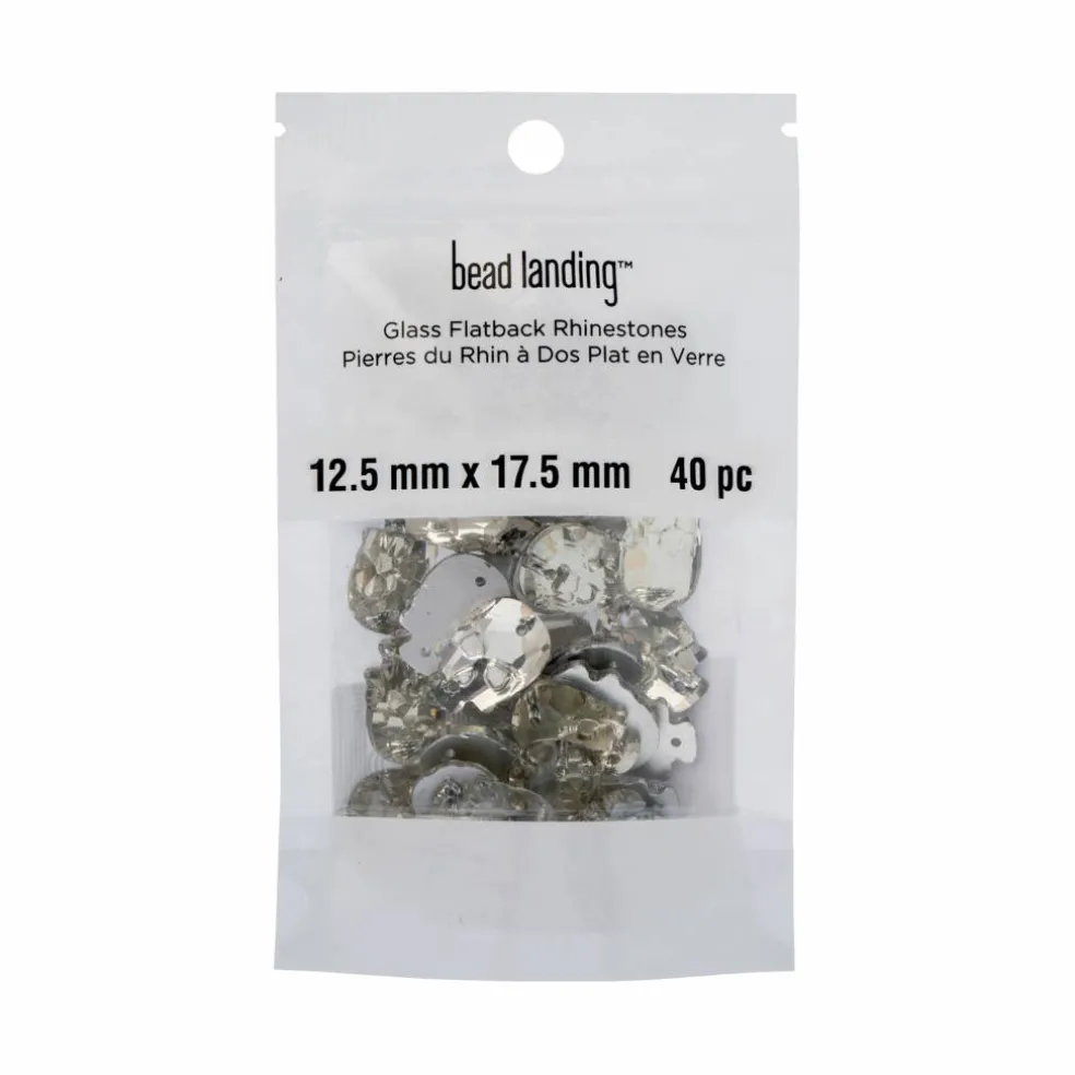 17.5mm Glass Skull Flatback Sew-On Rhinestones, 40ct. by Bead Landing™