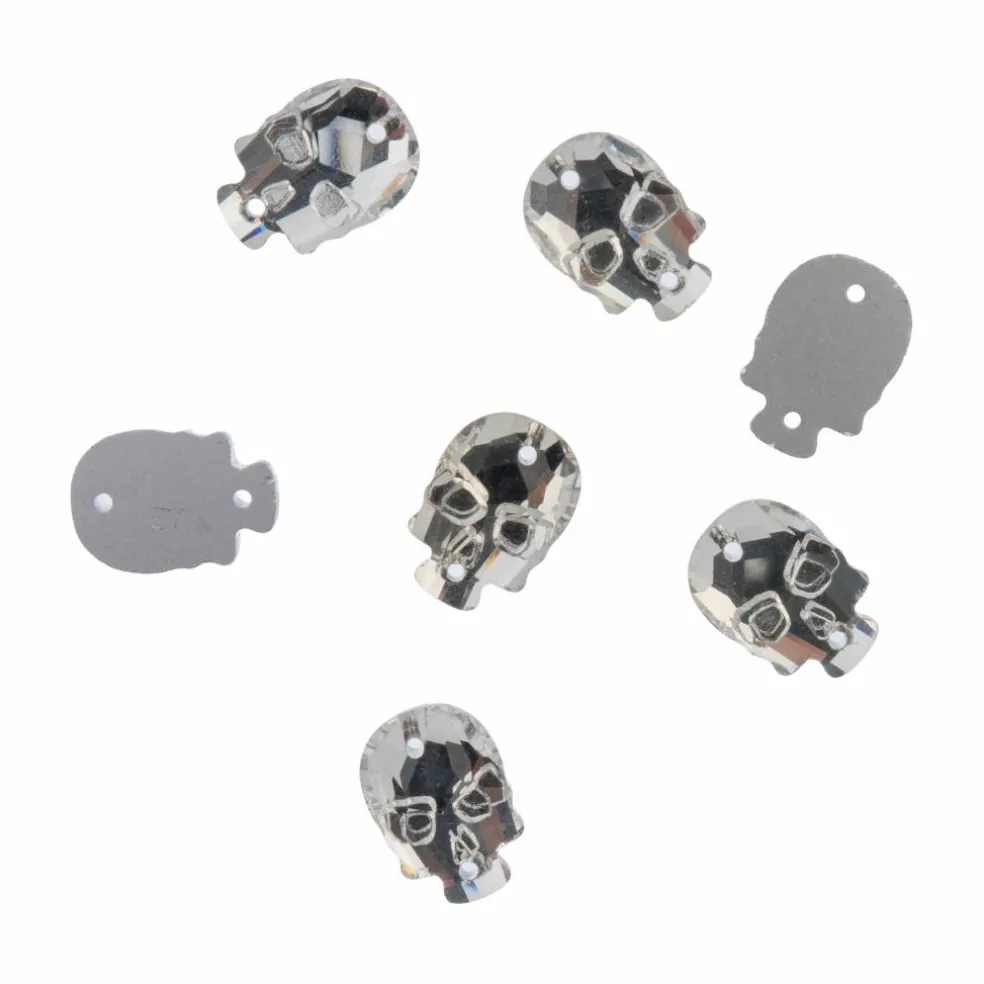 17.5mm Glass Skull Flatback Sew-On Rhinestones, 40ct. by Bead Landing™