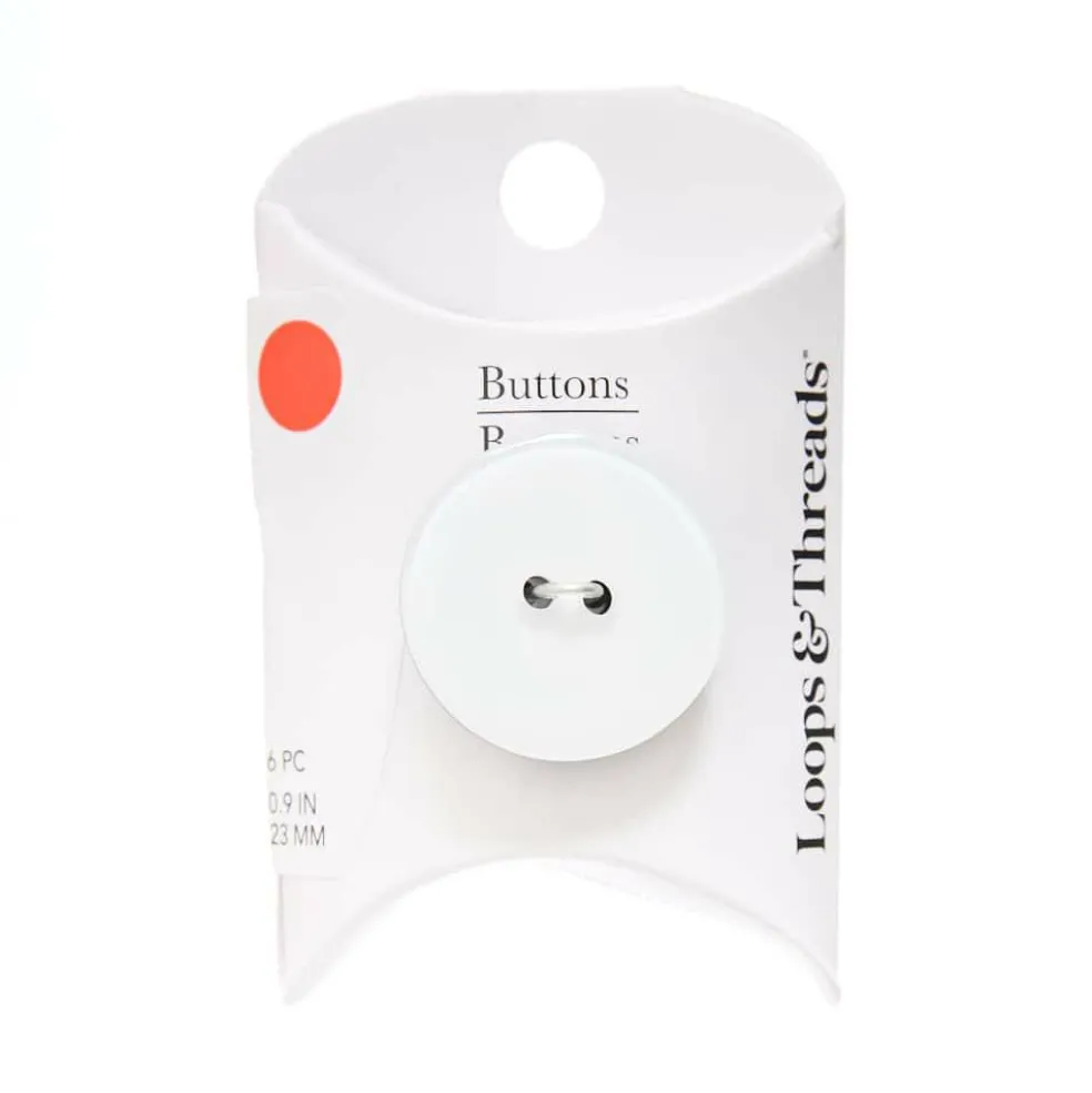 23mm Glossy White Round Buttons, 6ct. by Loops & Threads®