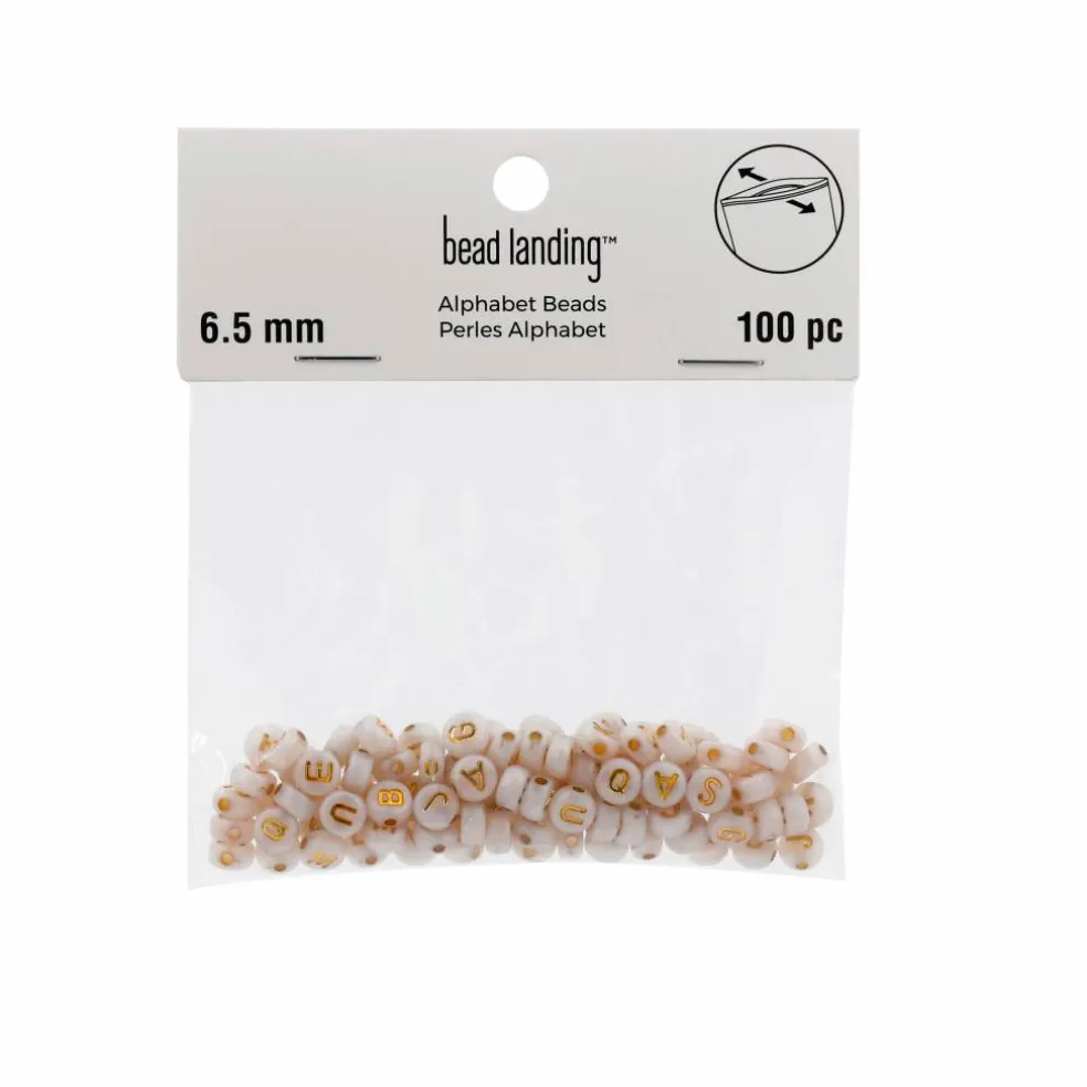 6.5mm Gold & Shell Acrylic Alphabet Beads, 100ct. by Bead Landing™