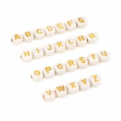 6.5mm Gold & Shell Acrylic Alphabet Beads, 100ct. by Bead Landing™