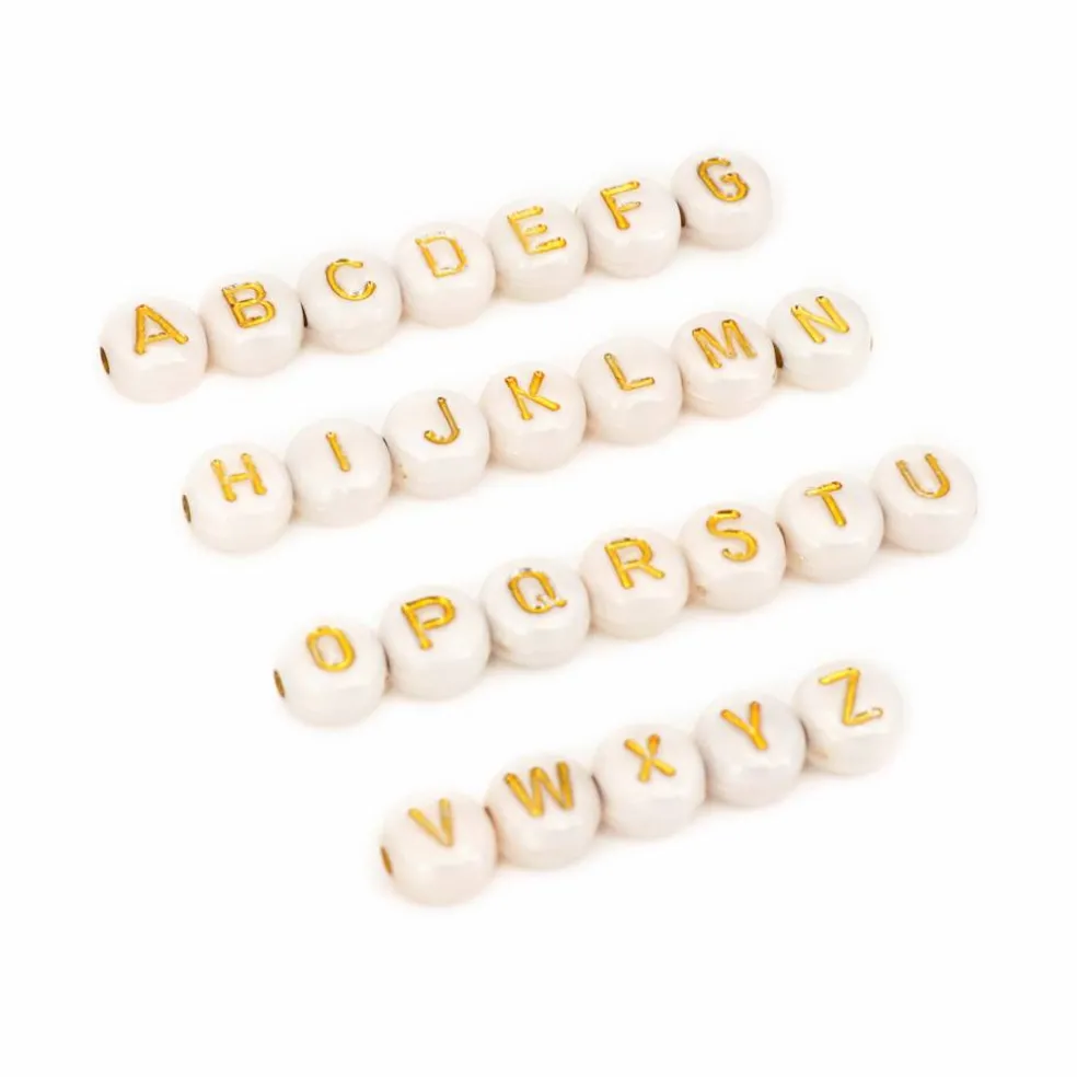 6.5mm Gold & Shell Acrylic Alphabet Beads, 100ct. by Bead Landing™