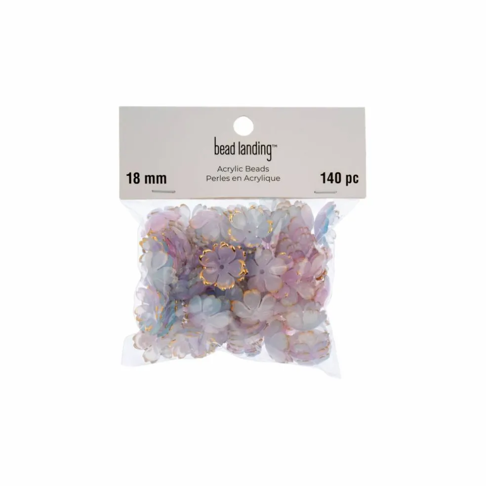 18mm Gold Tipped Acrylic Flower Beads, 140ct. by Bead Landing™