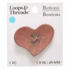 49mm Pink Heart Coconut Button by Loops & Threads®