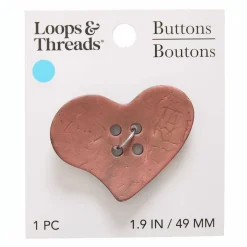 49mm Pink Heart Coconut Button by Loops & Threads®