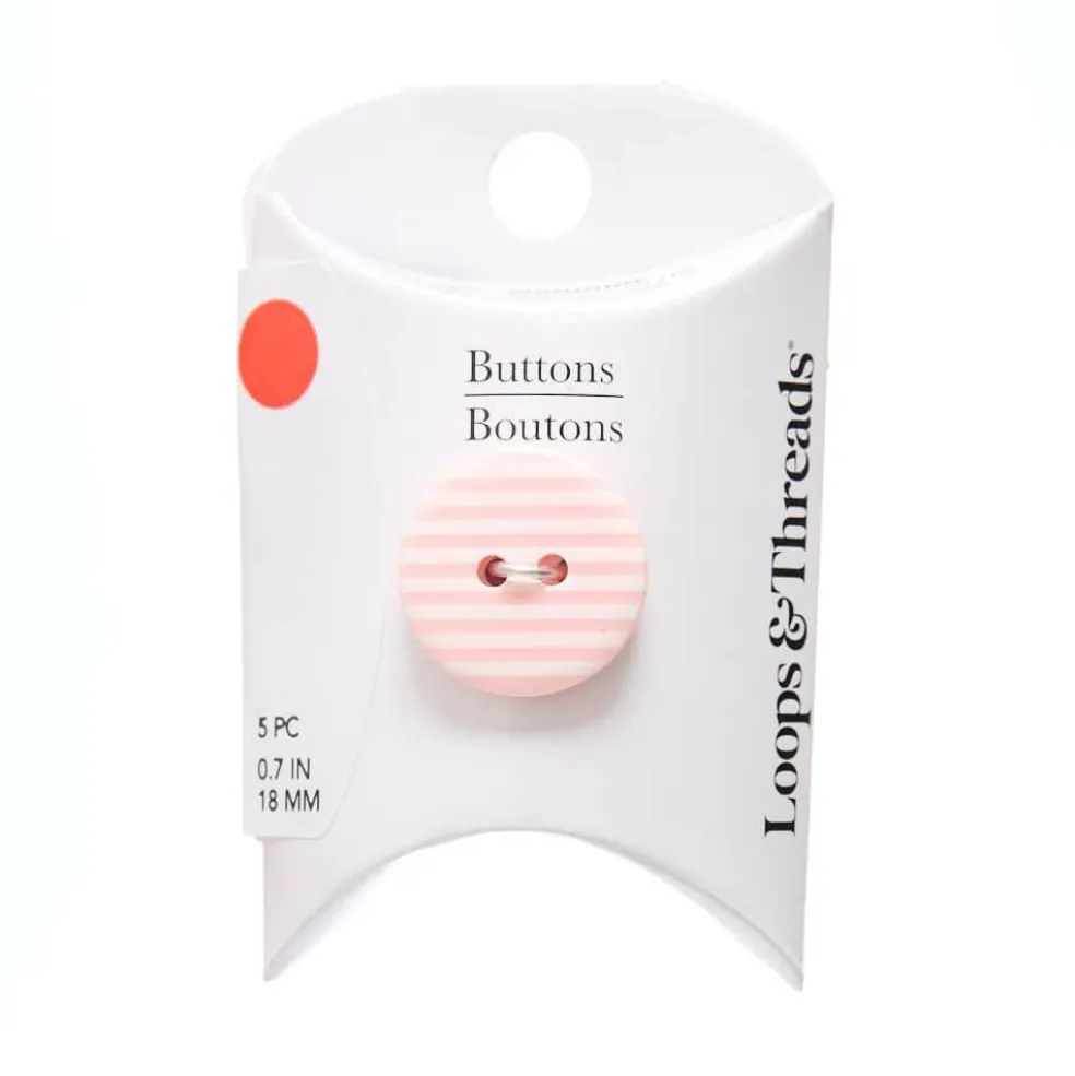 18mm Pink Stripes Round Buttons, 5ct. by Loops & Threads®
