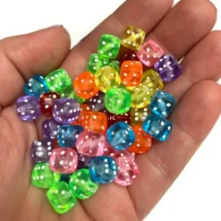 8mm Rainbow Plastic Dice Bead Set (14x) (K136)