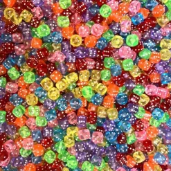 8mm Rainbow Plastic Dice Bead Set (14x) (K136)