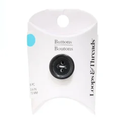 15mm Round Rimmed Black Suit Buttons, 8ct. by Loops & Threads®