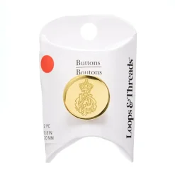 20mm Shiny Gold with Etched Crest Round Blazer Buttons, 2ct. by Loops & Threads®