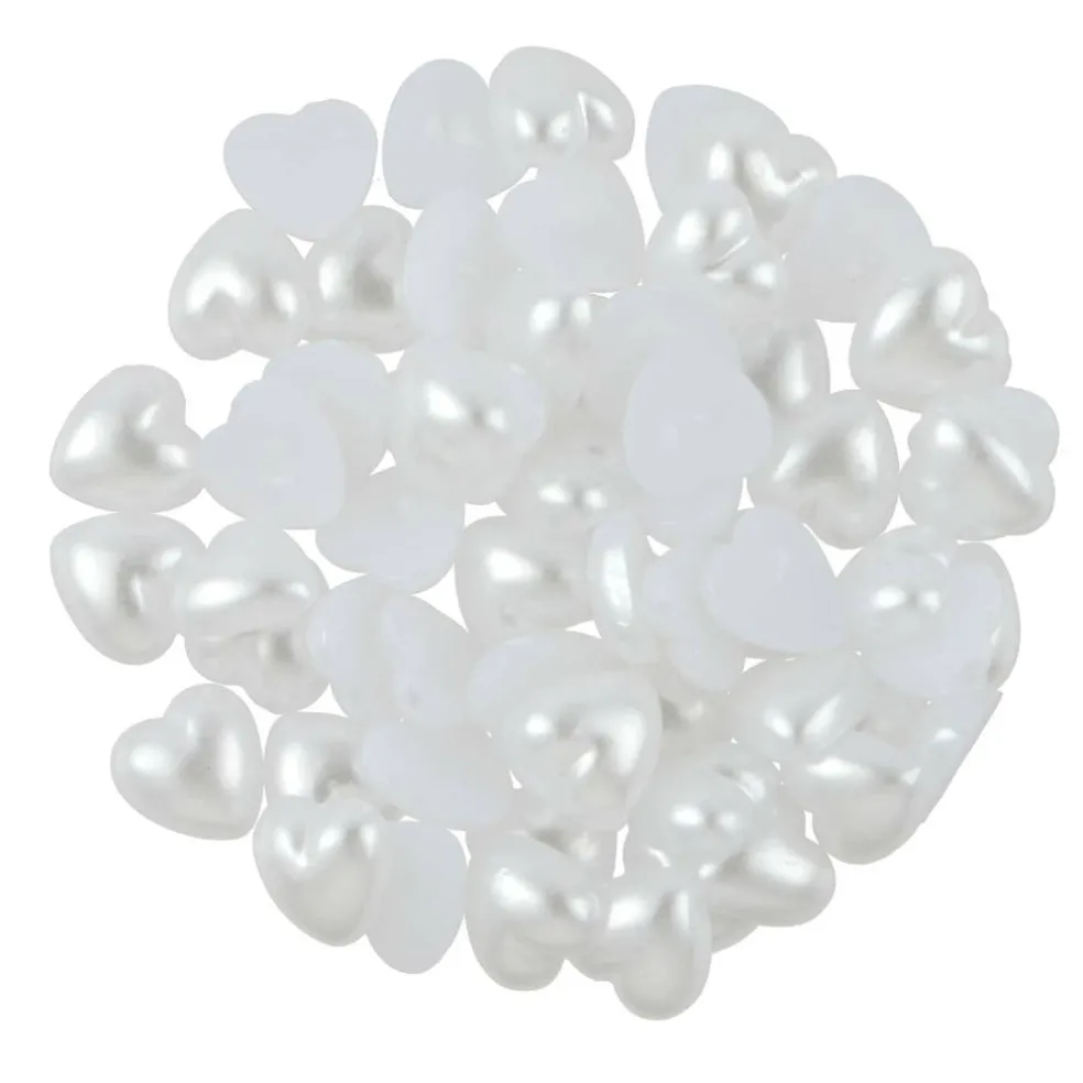 7.4mm White AB Flatback Plastic Pearl Hearts, 300ct. by Bead Landing™