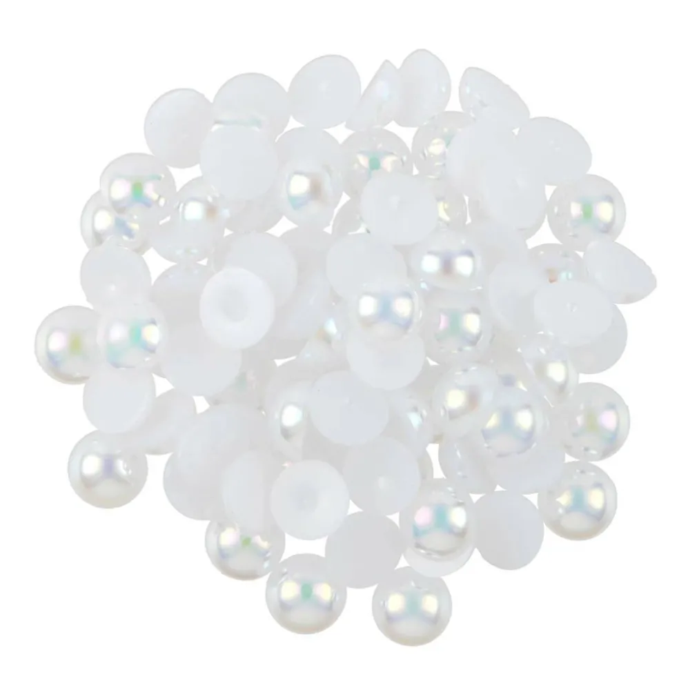 7.5mm White AB Round Flatback Plastic Pearls, 1,200ct. by Bead Landing™