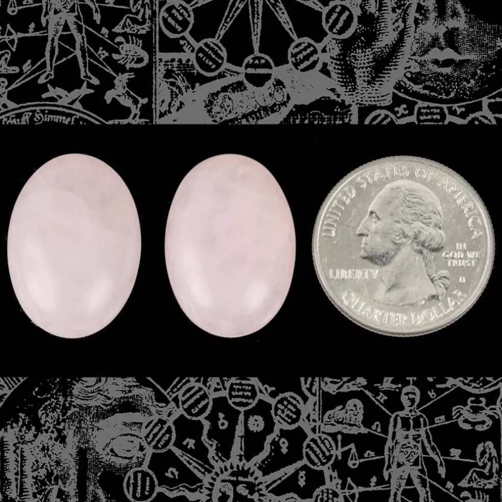 25mm x 18mm Rose Quartz Cabochons - Set of Two - STC12