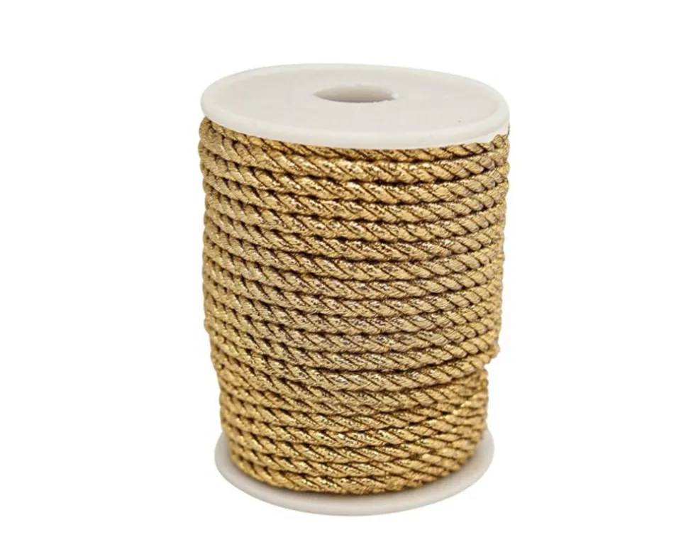 4mm x 25 Yards Metallic Gold Rope Trim Pack of 5 Spools