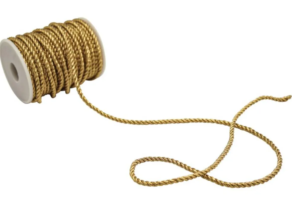 4mm x 25 Yards Metallic Gold Rope Trim Pack of 5 Spools