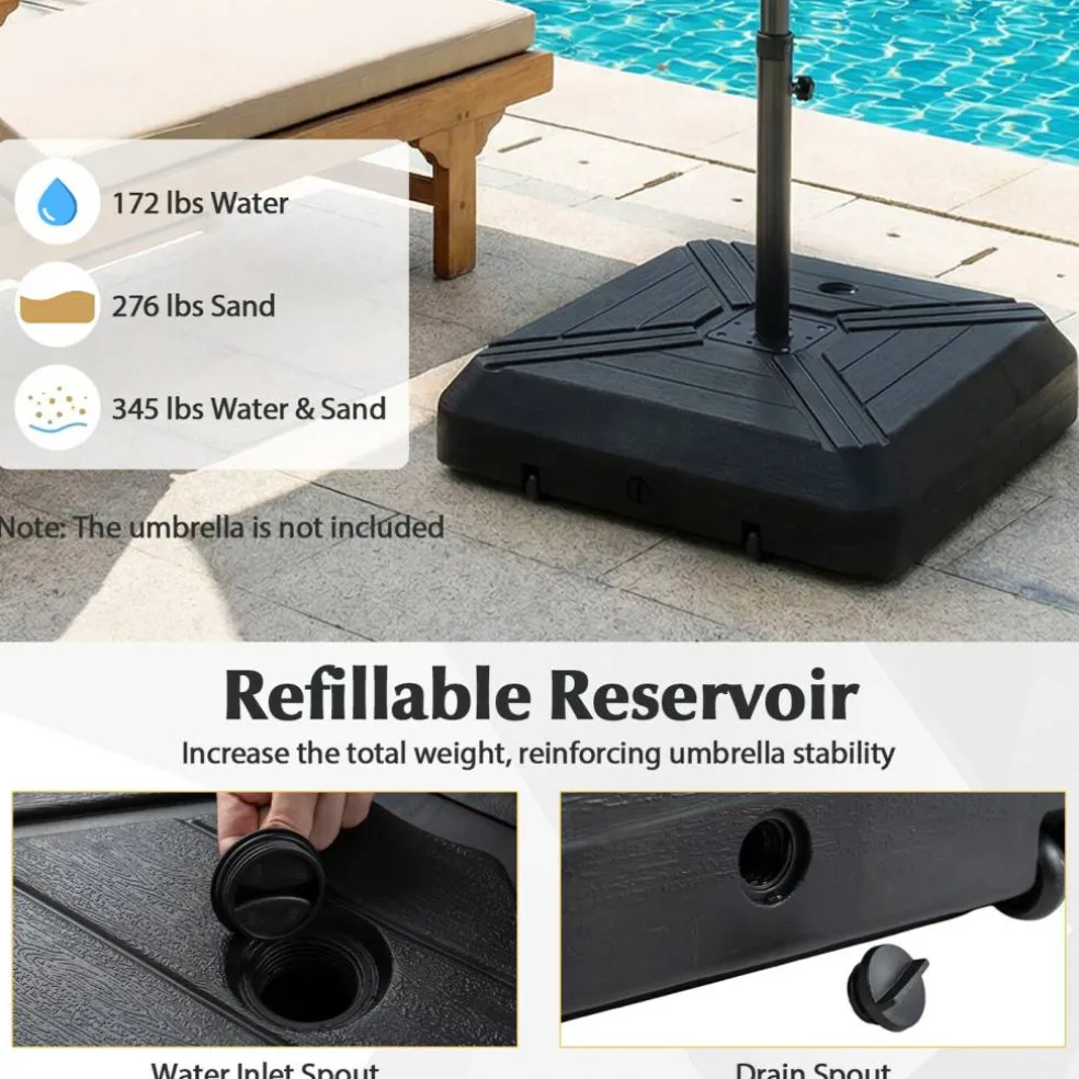 Mobile Offset Patio Umbrella Base with Wheels for Backyard Use
