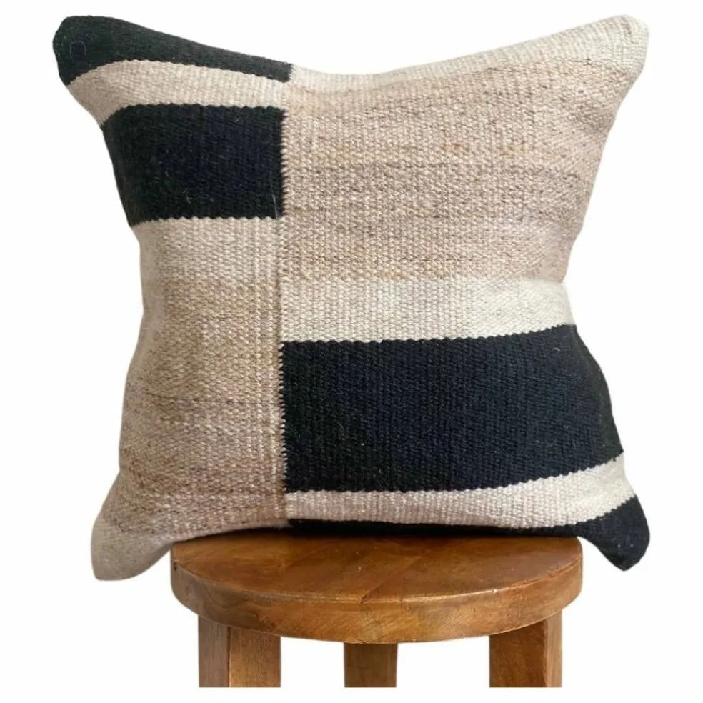 Modern Block Geometric Pillow Cover – 20” Textured Handmade Accent