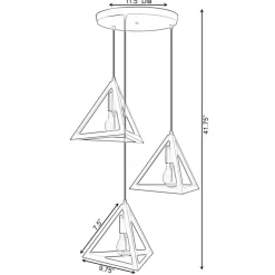 Modern 3 Bulb Triangle Shapes Ceiling Hanging Light Fixture, Black Decorative Chandelier
