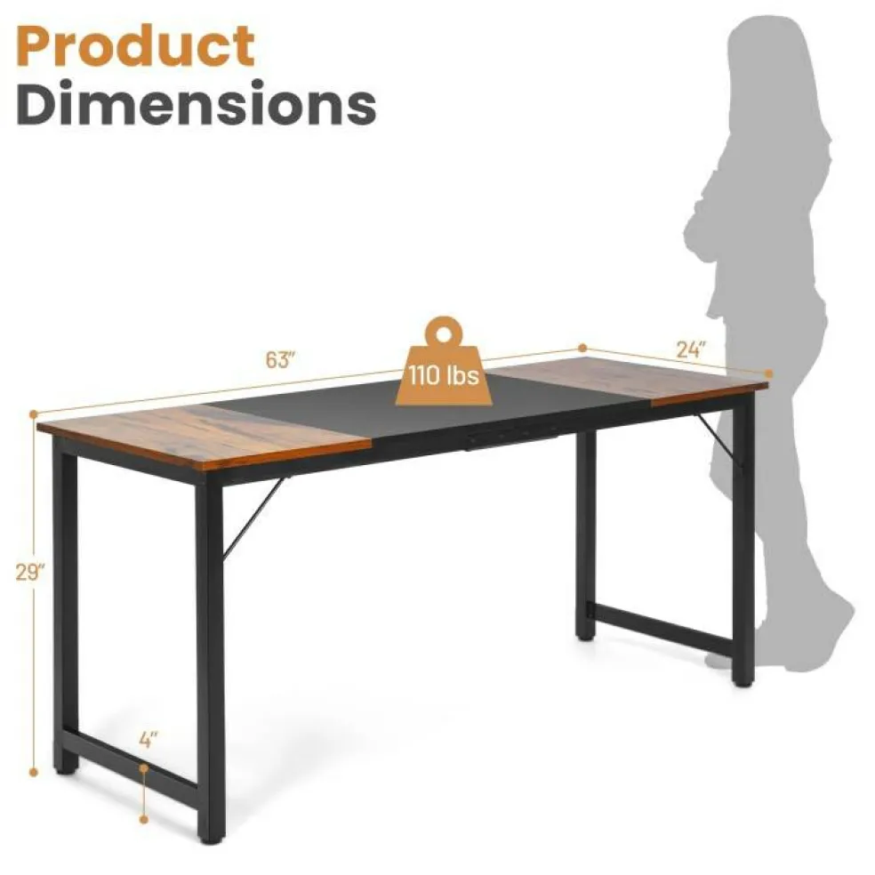 Modern Computer Desk Large 63 Inch Writing Workstation