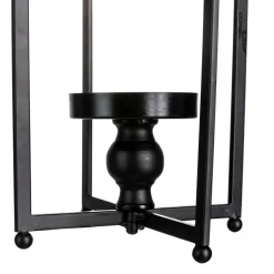 22" Modern Farmhouse Black Metal Candle Lantern Set