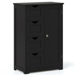 Modern MDF Storage Cabinet with 4 Drawers and Adjustable Shelf Ideal for Bathroom or Bedroom