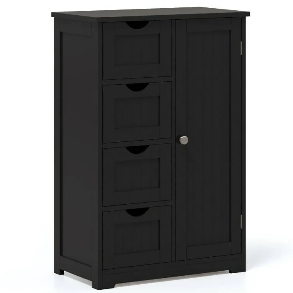 Modern MDF Storage Cabinet with 4 Drawers and Adjustable Shelf Ideal for Bathroom or Bedroom
