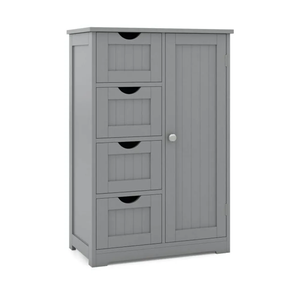 Modern MDF Storage Cabinet with 4 Drawers and Adjustable Shelf Ideal for Bathroom or Bedroom