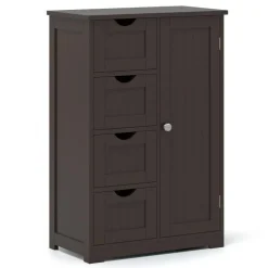 Modern MDF Storage Cabinet with 4 Drawers and Adjustable Shelf Ideal for Bathroom or Bedroom