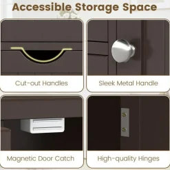 Modern MDF Storage Cabinet with 4 Drawers and Adjustable Shelf Ideal for Bathroom or Bedroom