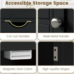 Modern MDF Storage Cabinet with 4 Drawers and Adjustable Shelf Ideal for Bathroom or Bedroom