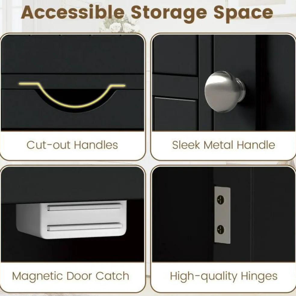 Modern MDF Storage Cabinet with 4 Drawers and Adjustable Shelf Ideal for Bathroom or Bedroom