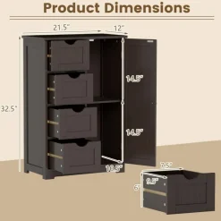 Modern MDF Storage Cabinet with 4 Drawers and Adjustable Shelf Ideal for Bathroom or Bedroom