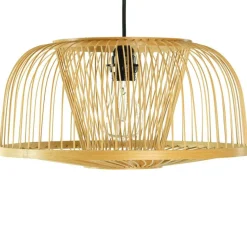 Modern Oval Bamboo Wicker Rattan Hanging Light Shade for Living Room, Dining Room, Entryway