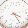 Modern Rose Gold Wall Clock, Silent Non-Ticking Quartz Clock for Living Room Bedroom Kitchen Office Decor