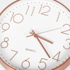 Modern Rose Gold Wall Clock, Silent Non-Ticking Quartz Clock for Living Room Bedroom Kitchen Office Decor