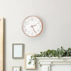 Modern Rose Gold Wall Clock, Silent Non-Ticking Quartz Clock for Living Room Bedroom Kitchen Office Decor