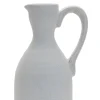 13.5" Modern White Clay Pitcher Vase