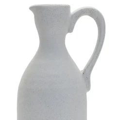 13.5" Modern White Clay Pitcher Vase
