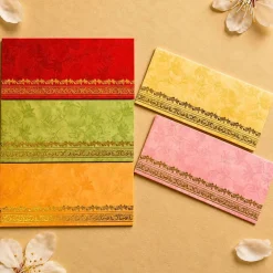 Money Envelopes (7 x 3 Inch) Decorative Golden Border Shagun Lifafa for Indian Wedding, Birthday | Cash Gift Holder & Home Savings Organizer