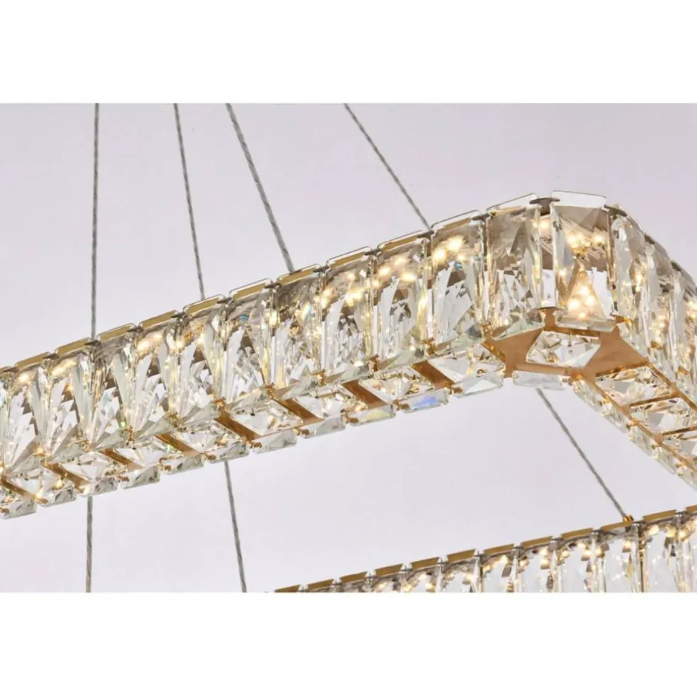 Monroe 42 inch LED double rectangle pendant in gold