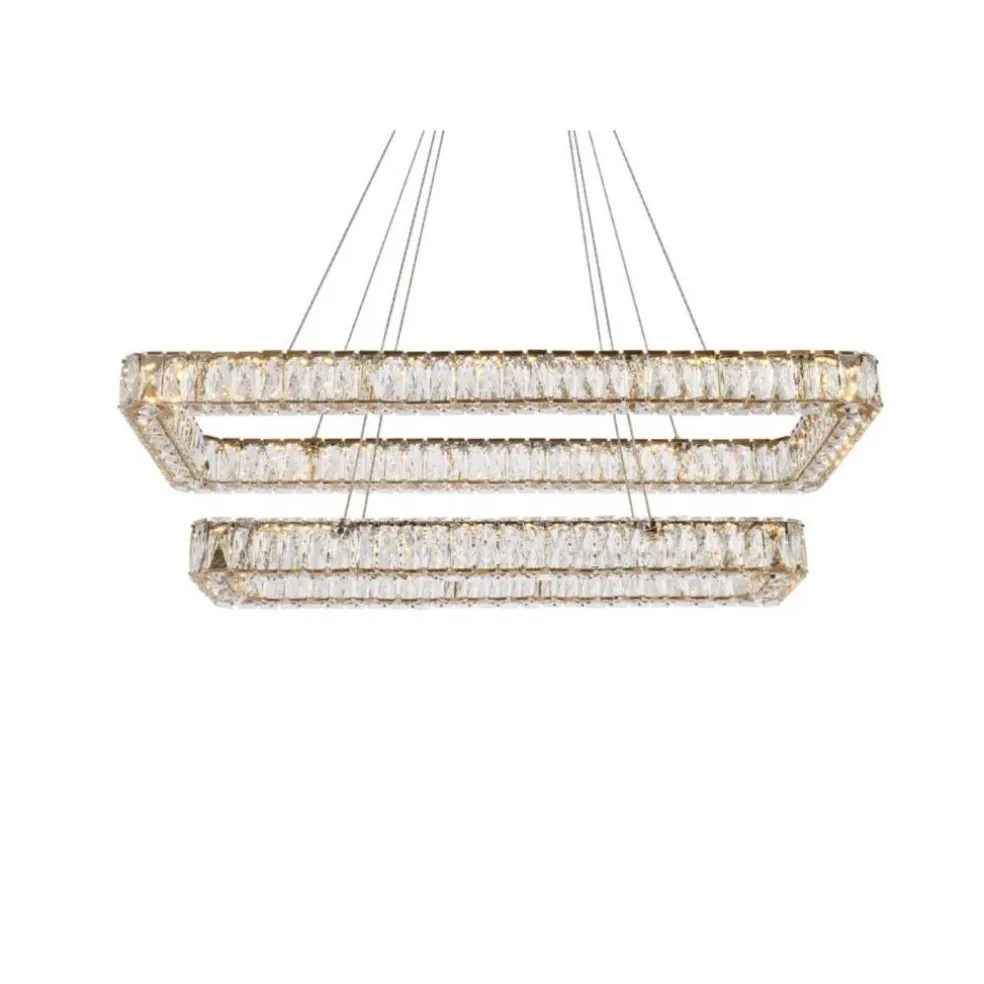 Monroe 42 inch LED double rectangle pendant in gold