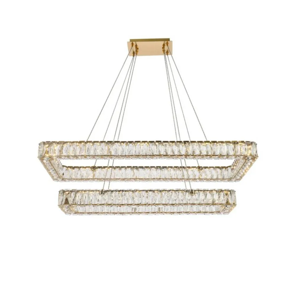 Monroe 42 inch LED double rectangle pendant in gold