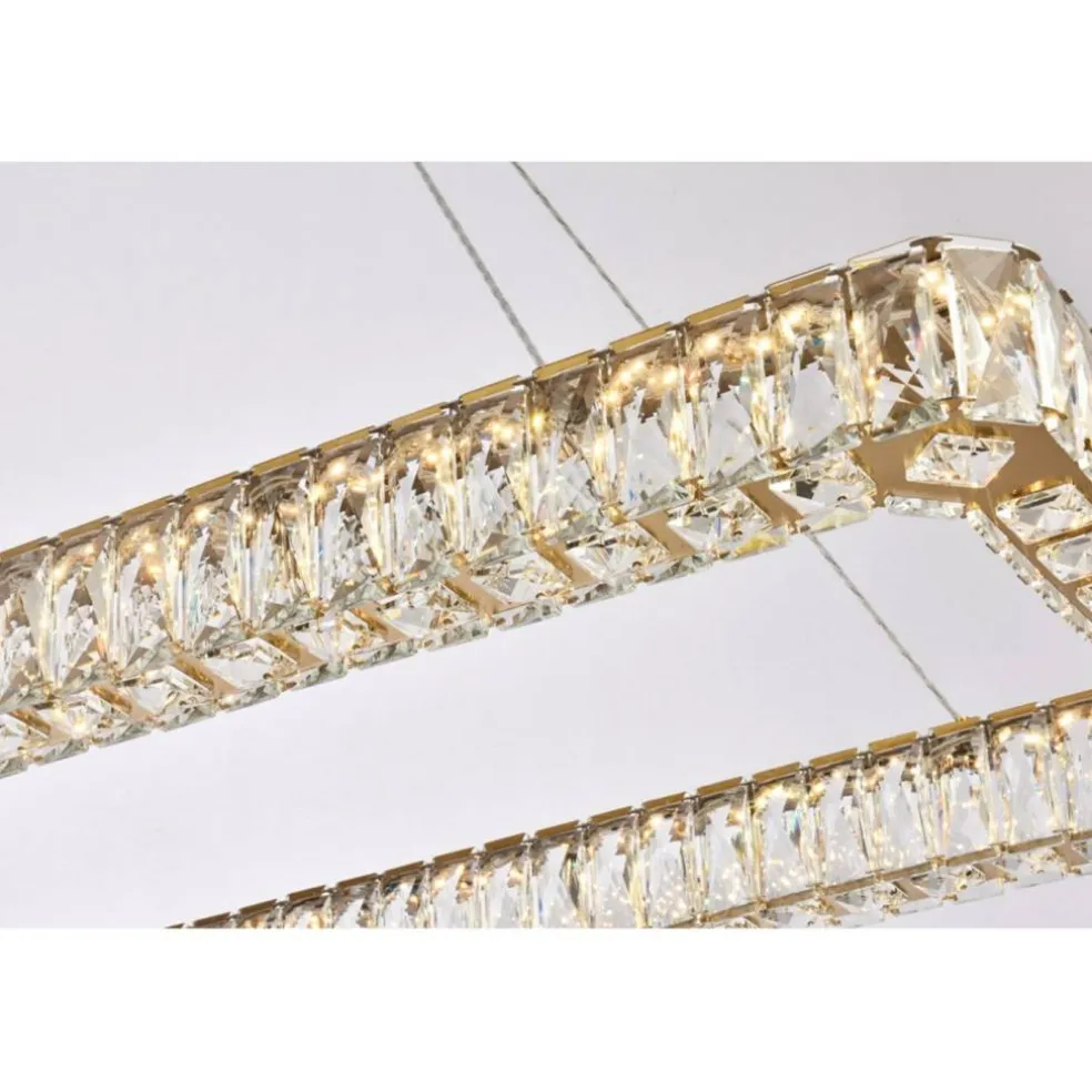 Monroe 50 inch LED Single rectangle pendant in gold