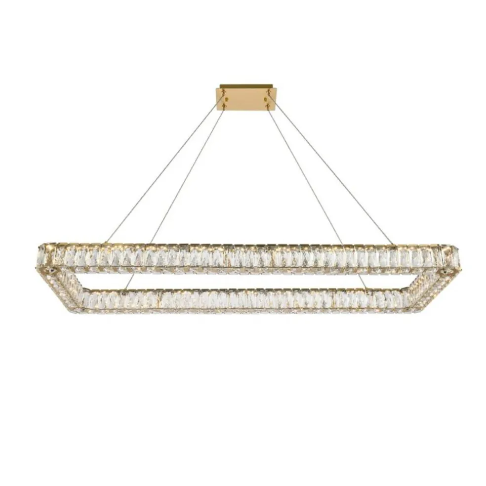 Monroe 50 inch LED Single rectangle pendant in gold