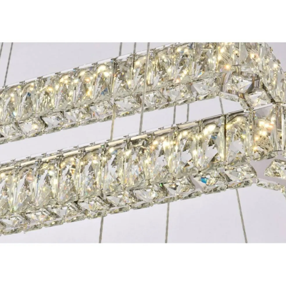 Monroe 42 inch LED triple rectangle pendant in chrome